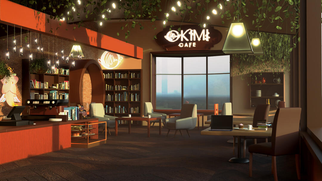 Okimi's background Café art by ArakiSensei